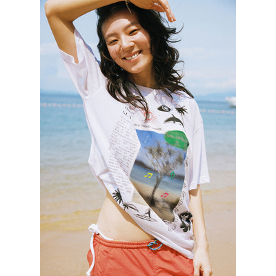 CryingCenter夏日海滩轻薄竹节棉短袖T恤度假海边穿搭 哭喊中心