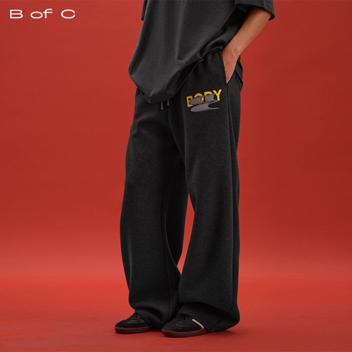 CryingCenter联名bofc 复古弯刀卫裤空气层毛毡贴布BODY