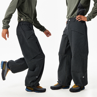 哭喊中心 男女同款 CryingCenter 泡泡微皱格纹弯刀伞兵裤