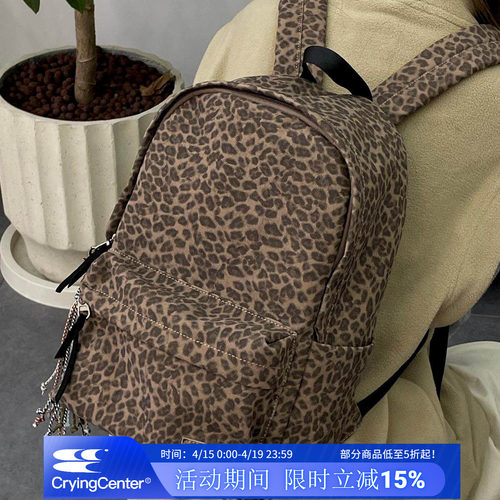 CryingCenter  蓝豹纹双肩背包 棕色皮质豹纹书包 哭喊中心