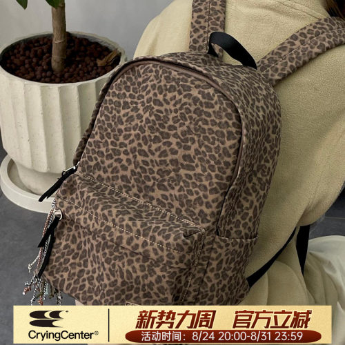 CryingCenter  蓝豹纹双肩背包 棕色皮质豹纹书包 哭喊中心