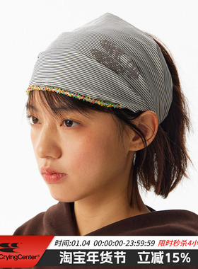 CryingCenter 贝壳彩珠花边条纹头巾发带百搭 哭喊中心