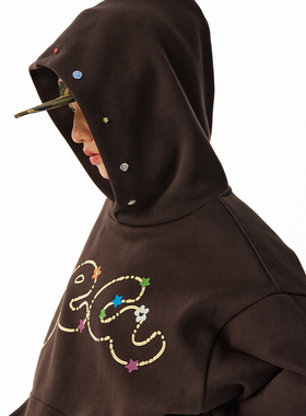 CryingCenter Sea星星发泡串珠纽扣加绒连帽卫衣可爱 哭喊中心