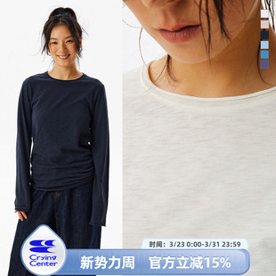 哭喊中心 tee CryingCenter 竹节棉卷边堆量圆领长袖