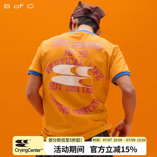 CryingCenter联名bofc 攀岩抱石标语复古字母短袖tee合身