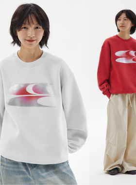 CryingCenter 渐变粉银3clogo宽松圆领长袖加绒卫衣 哭喊中心