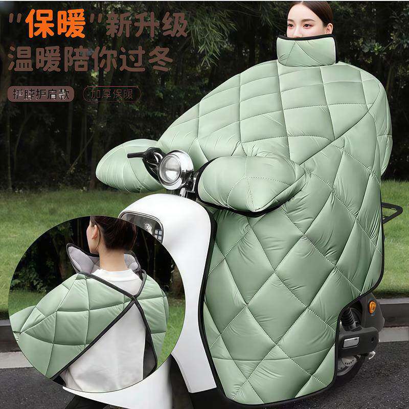 新款冬季电动车挡风被加绒加大防风保暖全包围摩托车护脖护肩工厂