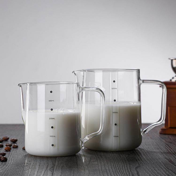 新款透明玻璃拉花杯 咖啡分享壶 带刻度标识厨房量杯带尖嘴,餐饮具,拉花缸/拉花杯/打奶缸,淘宝优惠券,粉丝福利购,淘宝优惠卷