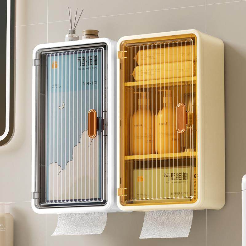家用壁挂免打孔平开门纸巾收纳盒纸巾盒浴室透明简约壁挂抽纸盒,收纳整理,纸巾盒,淘宝优惠券,粉丝福利购,淘宝优惠卷