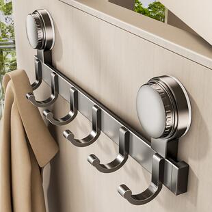 吸盘门后挂钩免打孔一排强力承重衣服钩子入户门上挂衣架收纳挂勾