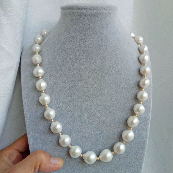 正品近圆白项链天然真珍珠优雅女