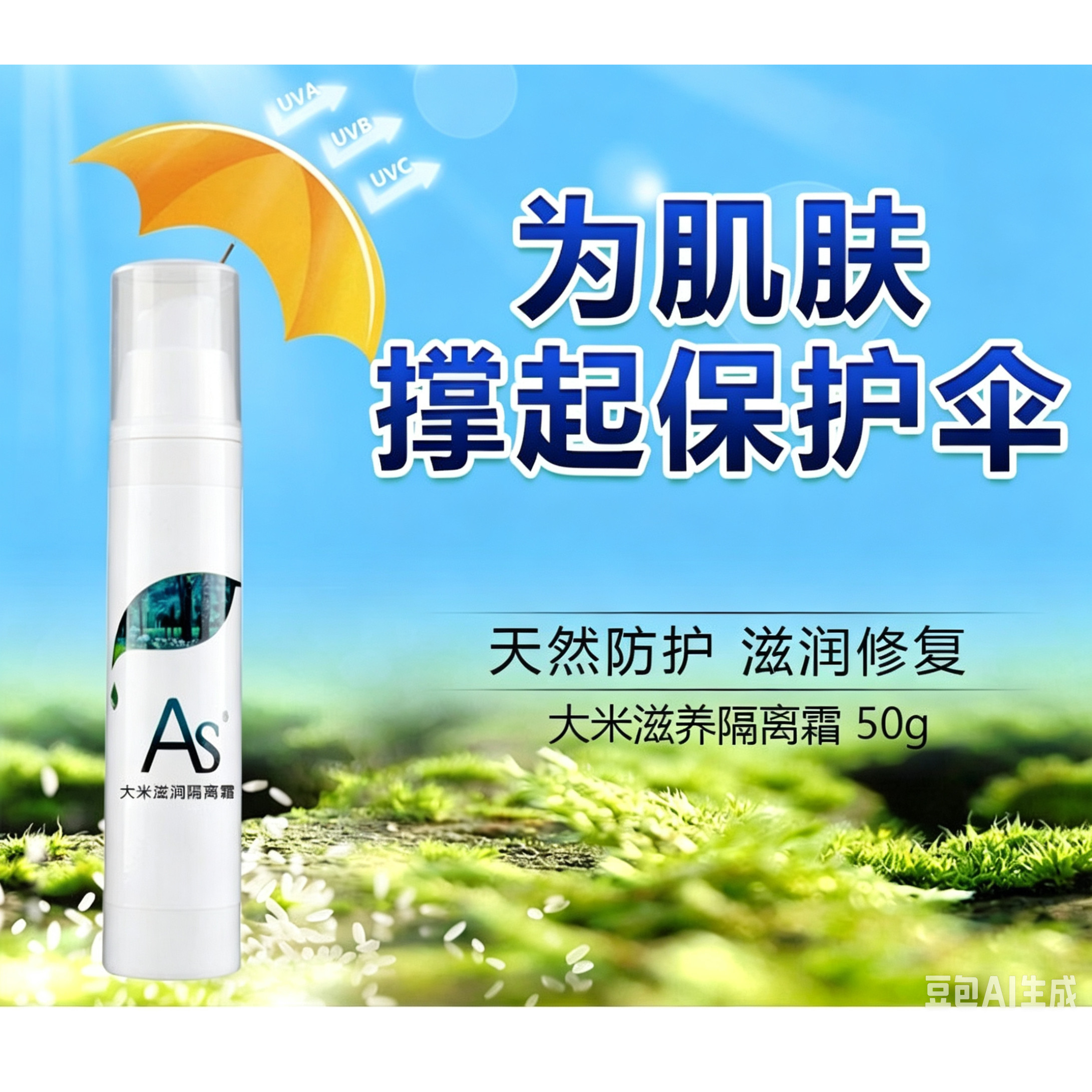 大米滋润隔离霜保湿面霜敏感肌舒缓滋润修复自然修色
