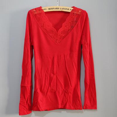 E-BRA保暖V领女士红色内衣特惠