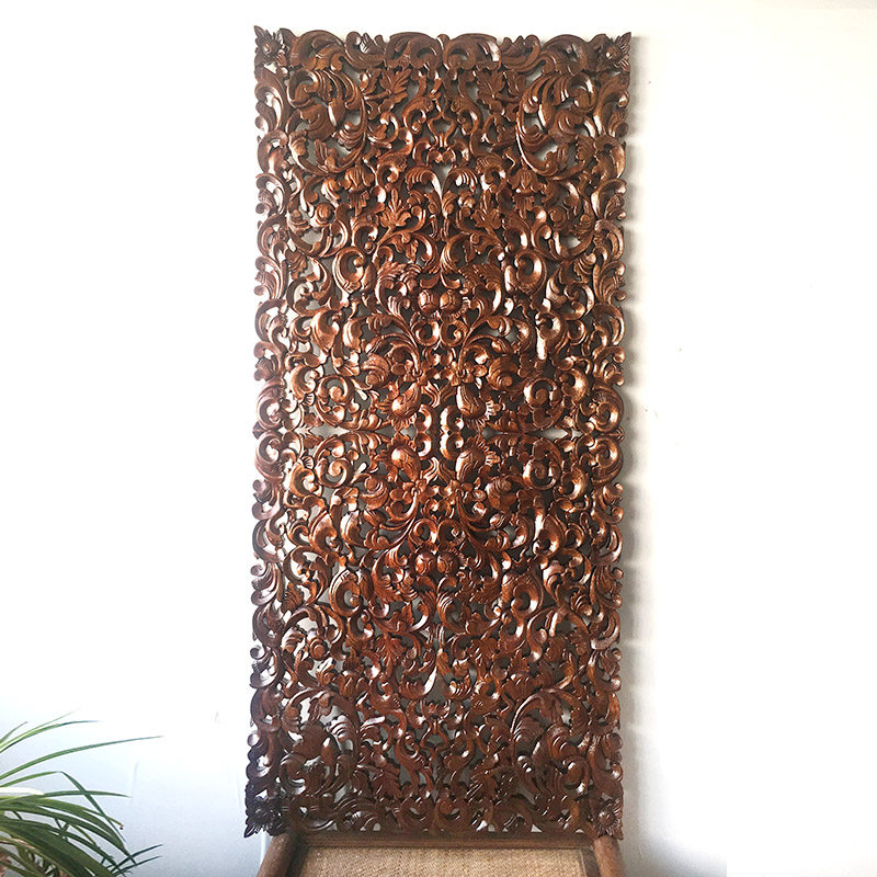 包邮热销款东南亚工艺品泰国柚木雕通花板家居玄关隔断屏风装饰品