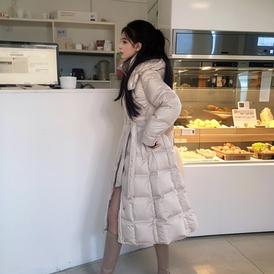 高端加厚羽绒服女中长款2025冬季新款时尚连帽韩版小个子轻薄外套