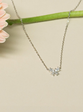 LLab s925银高火彩水滴钻小蝴蝶锁骨链原创精致百搭项链