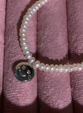 LLab s925 原创腮红笑脸小众设计秋冬百搭天然淡水珍珠项链