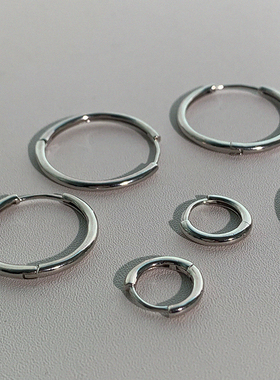 LLab 通体s925 简约经典百搭素圈大小耳圈圈圈耳扣 多尺寸