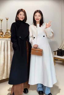 24秋冬新款 气质设计感美拉德交叉领双面羊毛羊绒大衣 显瘦独特个性