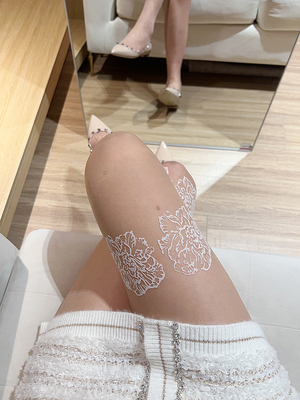 欧盟进口时尚印花全透明丝袜