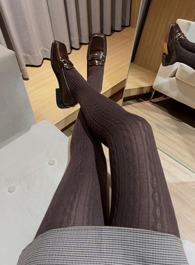 外贸柔软棉感麻花纹竖条打底袜秋季高弹显瘦连裤袜小众 A119