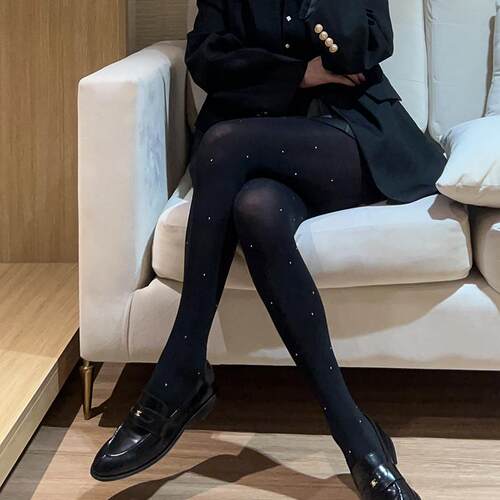 高品质水钻柔软天鹅绒打底袜