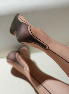 欧美复古脚跟纯尼龙无弹力长筒袜超薄诱惑后竖线虾线脚型丝袜A098