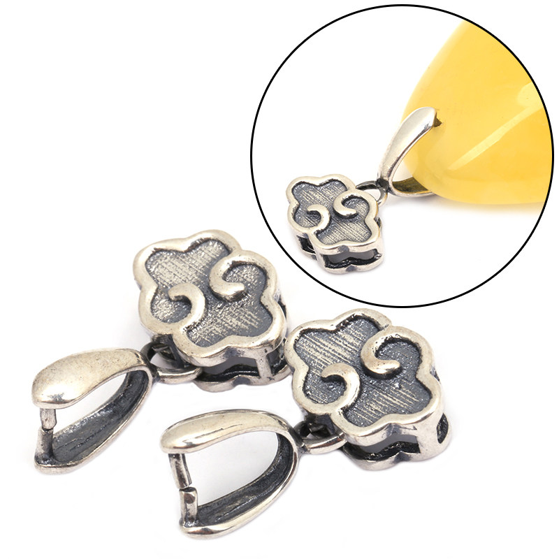 S925纯银扣复古扣泰银吊坠扣水晶琥珀蜜蜡扣翡翠玉器扣玉坠挂件扣