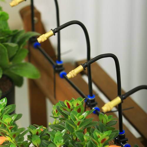 浇花器配件万向喷头水管4㎜管子可调滴箭快插三通滴灌浇水接头