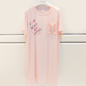 品牌睡衣2025夏季 女睡裙家居服 女士莫代尔素色字母简约其实短袖