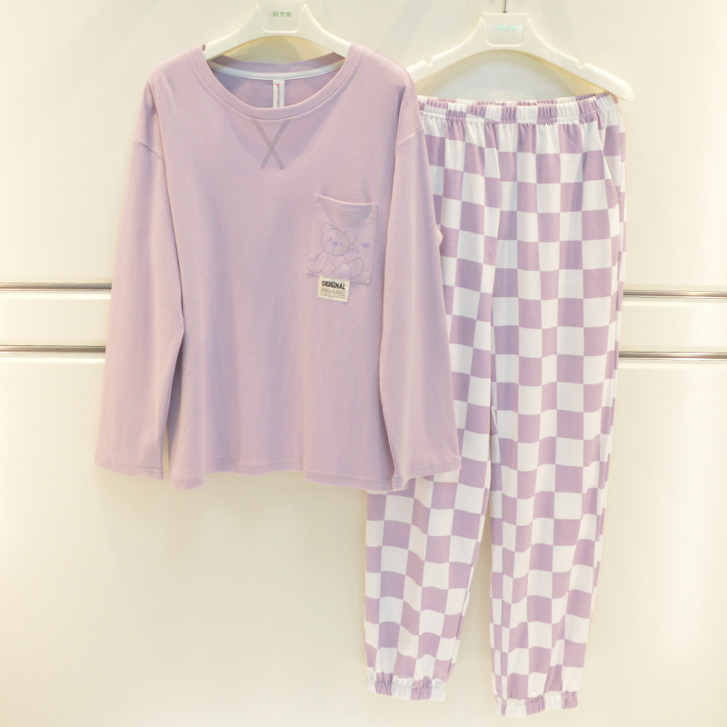 芬腾情侣睡衣2025秋季男女士针织纯棉素色卡通可爱小熊长袖家居服,女士内衣/男士内衣/家居服,睡衣/家居服套装,淘宝优惠券,粉丝福利购,淘宝优惠卷