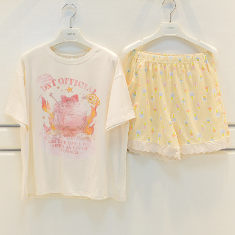 安之伴睡衣2025夏季女士纯棉针织卡通可爱气质淑女可爱女家居服