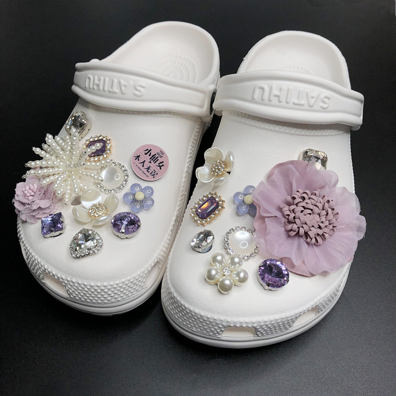 仙女的鞋子适配crocs花朵洞洞鞋