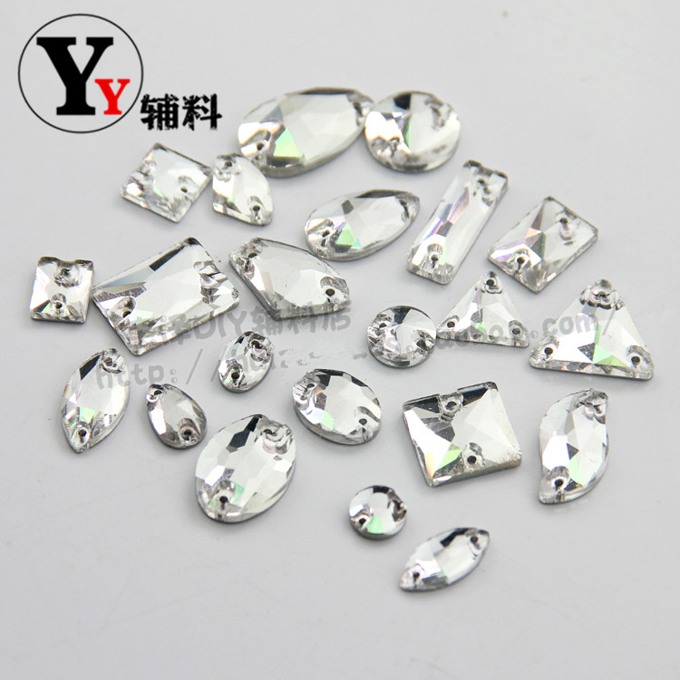 白色平底手缝玻璃钻衣服镶钻婚纱装饰水钻配件贴钻DIY材料辅料