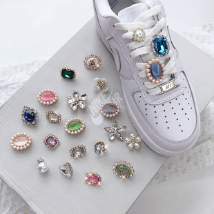 适配aj1钻石鞋带扣装饰宝石鞋花空军一号改造diy鞋子配饰珍珠配件