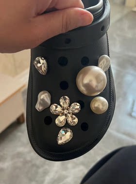 珍珠水钻鞋花适配crocs洞洞鞋