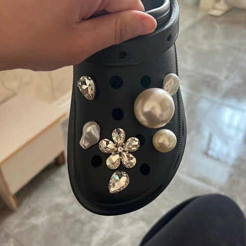 珍珠水钻鞋花适配crocs洞洞鞋