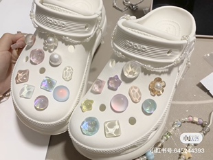 装 饰扣子水晶透亮鞋 扣crocs洞洞鞋 可爱果冻色鞋 花卡哇伊配饰219