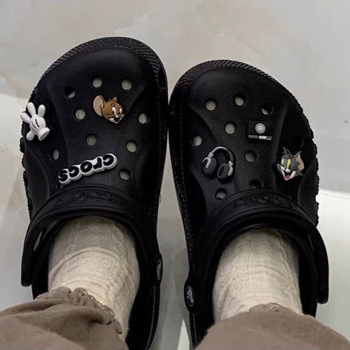 crocs洞洞鞋配饰个性设计风字母鞋扣白色手指可爱猫鼠卡通鞋花236