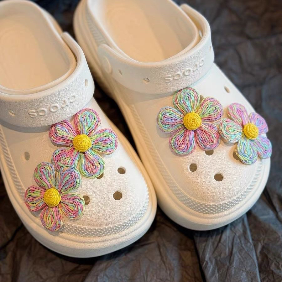 原创新款七色花鞋扣crocs洞洞鞋拖鞋鞋花个性配饰可拆卸装饰扣