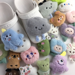 秋冬可爱云朵兔子青蛙卡通毛球鞋扣适配crocs洞洞鞋diy百搭装饰扣