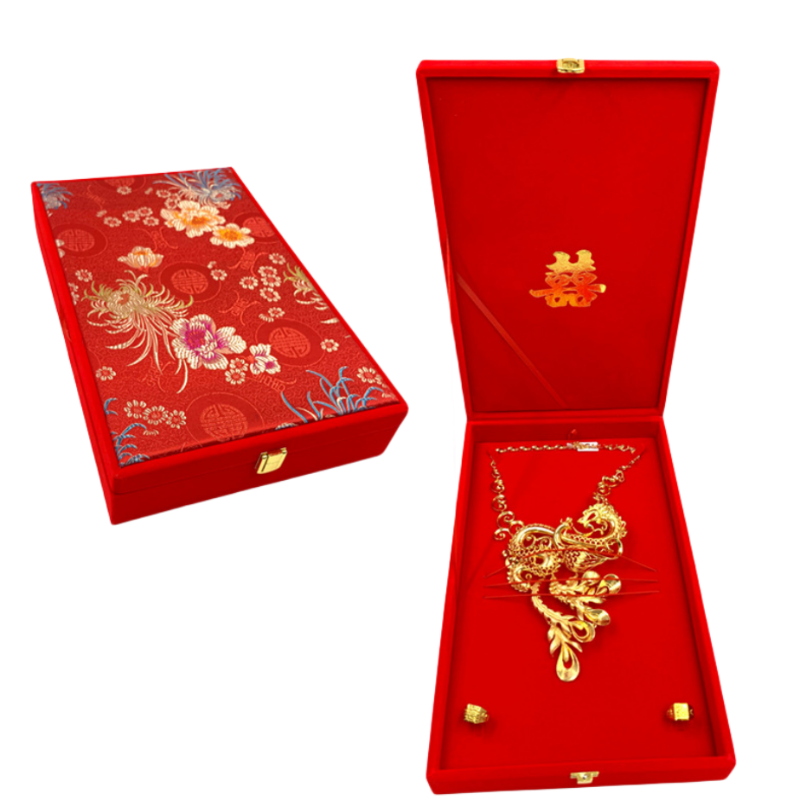 婚嫁黄金猪排首饰盒珠宝锦盒