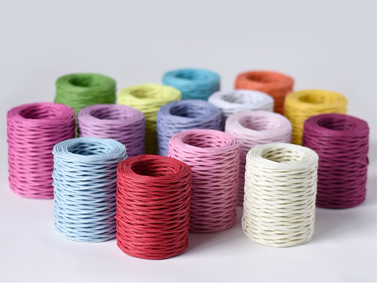 2mm带铁丝纸藤花束扎带编织铁丝细纸绳细纸藤鲜花花艺包装料50米