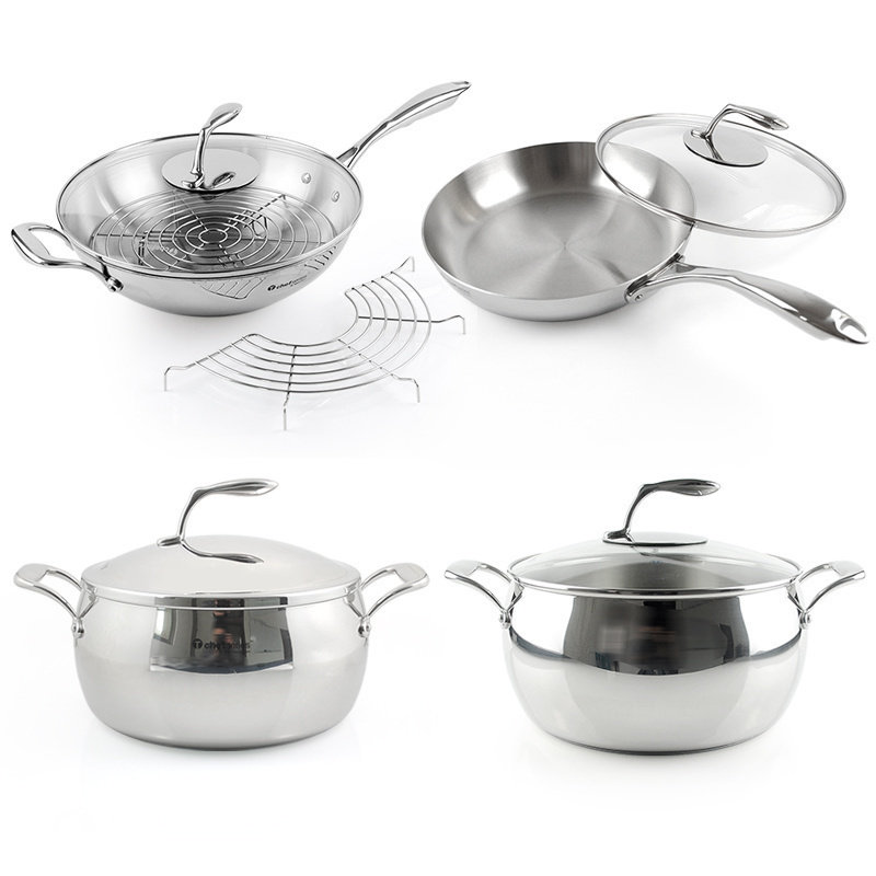 锅具套装不锈钢5.7L多用锅汤锅/三层炒锅平底锅不粘锅