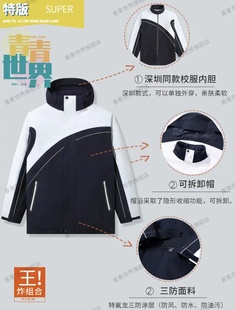 深圳校服初中高中学生冬季(男女同款)冬运冲锋衣 青青世界特版