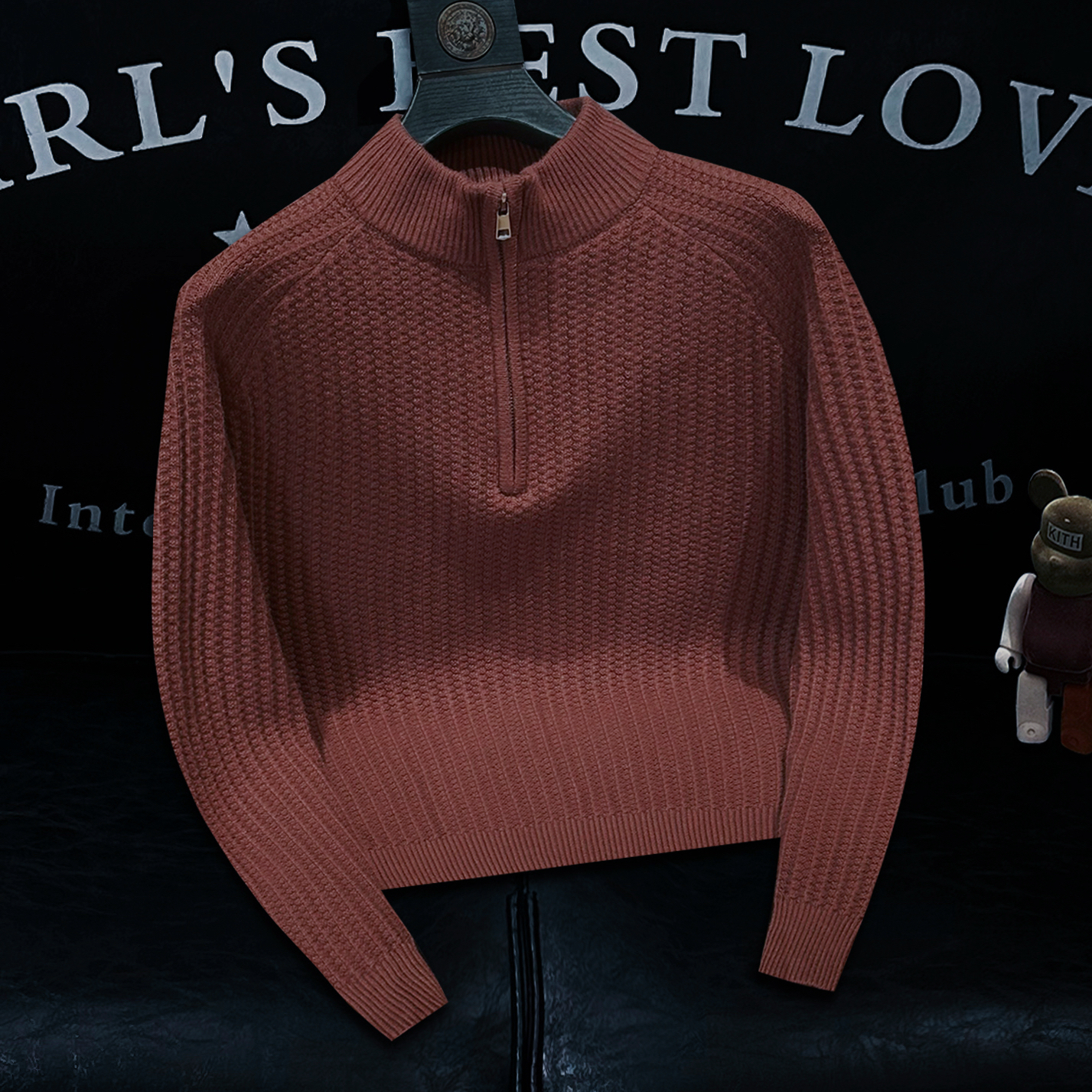 2025秋季新款男士半拉链立领针织衫毛衣男装潮韩版修身百搭打底衫