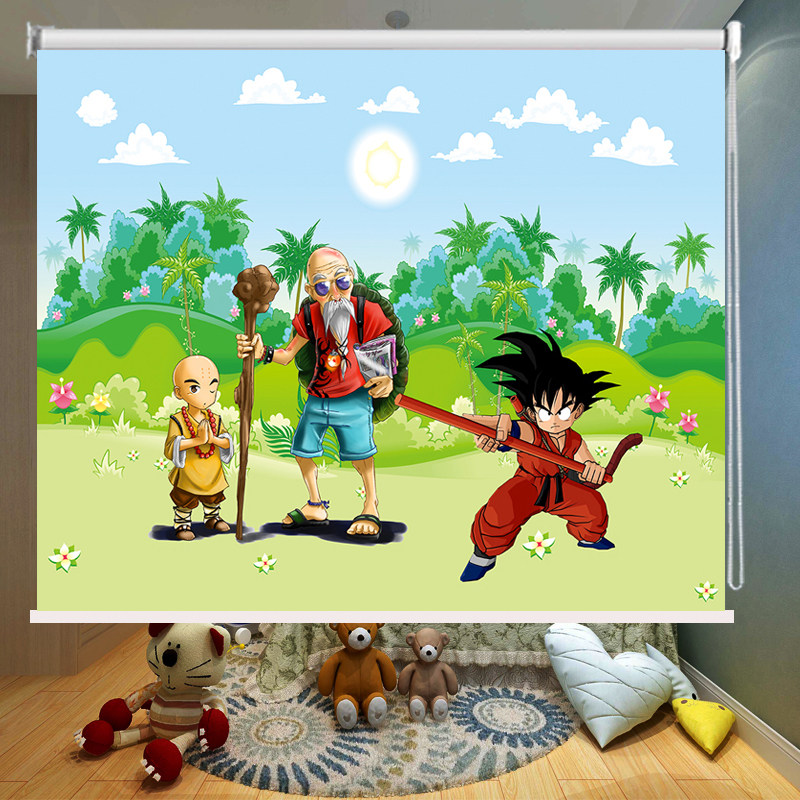 七龙珠动漫卷帘定制免打孔卡通儿童男孩卧室遮光升降式PVC窗帘