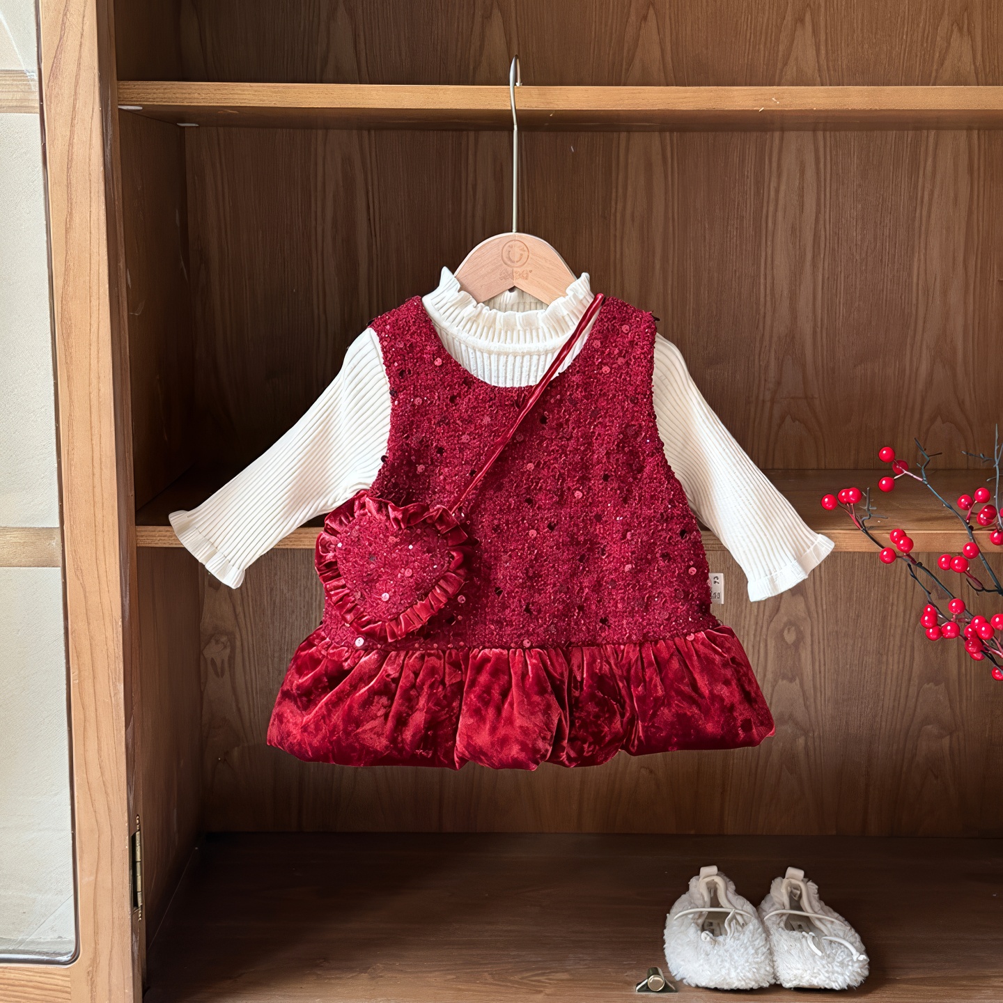 女童连衣裙毛衣内搭两件套生日冬