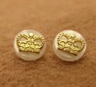 白色/银色树脂底双拼金属皇冠纽扣针织衬衫钮扣10MM12MM