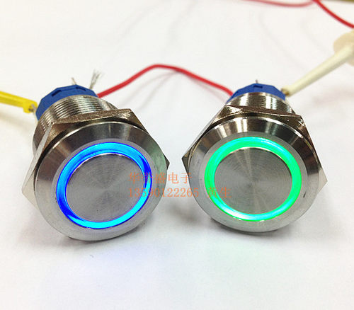 19MM金属不锈钢按钮 12V带灯自锁/复位汽车改装开关 天使眼开关